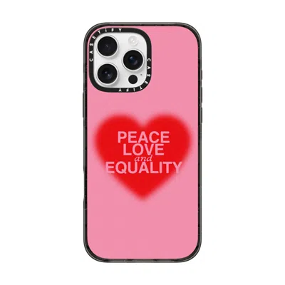 Casetify Iphone 16 Pro Max Case Black Impact Case  Peace Love And Equality  In Red