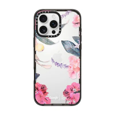 Casetify Iphone 16 Pro Max Case Black Impact Case  Spring Design #2 - Floral Garden
