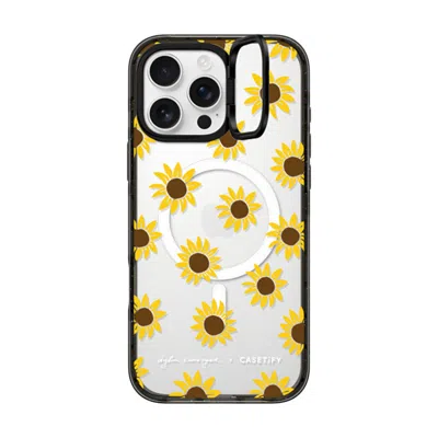 Casetify Iphone 16 Pro Max Case Black Impact Ring Stand Case Magsafe Compatible  Secret Sunflower