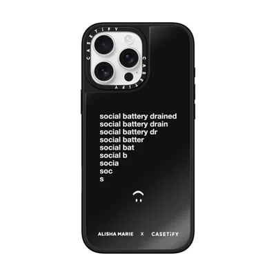 Casetify Iphone 16 Pro Max Case Black On Black Mirror Case Magsafe Compatible  Alisha Marie Social Battery Ca