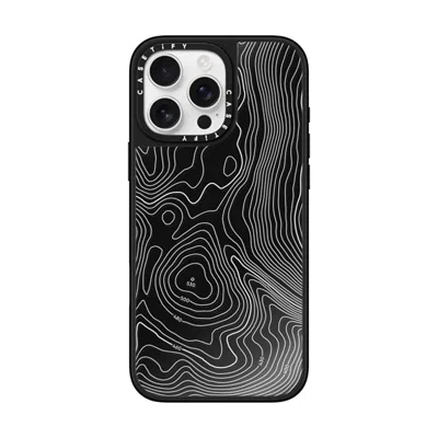 Casetify Iphone 16 Pro Max Case Black On Black Mirror Case Magsafe Compatible  Nature,pattern Topography Map