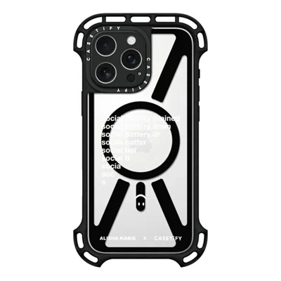 Casetify Iphone 16 Pro Max Case Black Ultra Bounce Case Magsafe Compatible  Alisha Marie Social Battery Case 