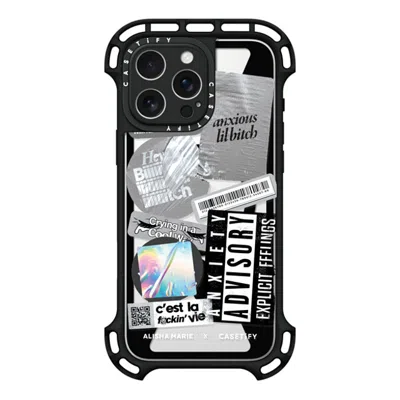 Casetify Iphone 16 Pro Max Case Black Ultra Bounce Case Magsafe Compatible  Anxiety Advisory Sticker Case Cas