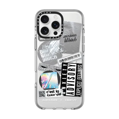 Casetify Iphone 16 Pro Max Case Clear Impact Clear Case Magsafe Compatible  Anxiety Advisory Sticker Case Cas In Transparent