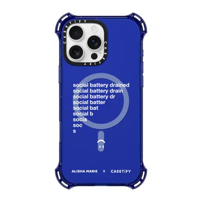 Casetify Iphone 16 Pro Max Case Cobalt Blue Bounce Case Magsafe Compatible  Alisha Marie Social Battery Case 