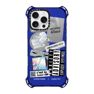 Casetify Iphone 16 Pro Max Case Cobalt Blue Bounce Case Magsafe Compatible  Anxiety Advisory Sticker Case Cas