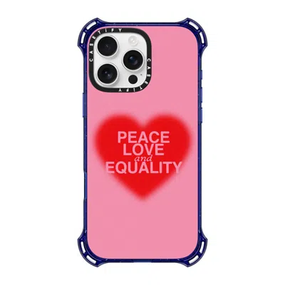 Casetify Iphone 16 Pro Max Case Cobalt Blue Bounce Case Magsafe Compatible  Peace Love And Equality  In Pattern