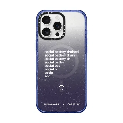 Casetify Iphone 16 Pro Max Case Glitter Indigo Impact Case Magsafe Compatible  Alisha Marie Social Battery Ca
