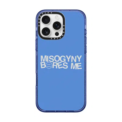 Casetify Iphone 16 Pro Max Case Glitter Indigo Impact Case Magsafe Compatible  Misogyny Bores Me