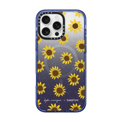 Casetify Iphone 16 Pro Max Case Glitter Indigo Impact Case Magsafe Compatible  Secret Sunflower