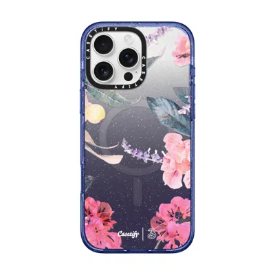 Casetify Iphone 16 Pro Max Case Glitter Indigo Impact Case Magsafe Compatible  Spring Design #2 - Floral Gard