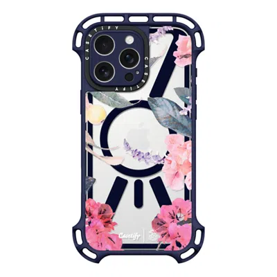 Casetify Iphone 16 Pro Max Case Indigo Ultra Bounce Case Magsafe Compatible  Spring Design #2 - Floral Garden In Purple