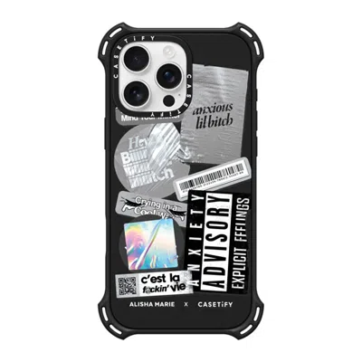 Casetify Iphone 16 Pro Max Case Matte Black Bounce Case Magsafe Compatible  Anxiety Advisory Sticker Case Cas