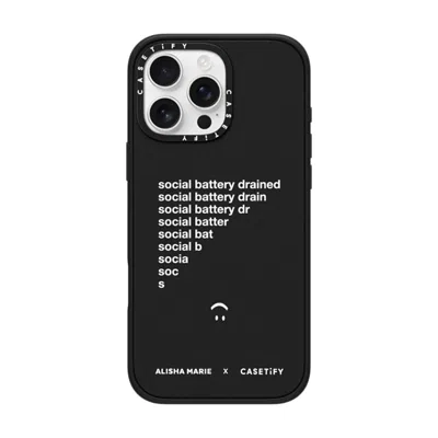 Casetify Iphone 16 Pro Max Case Matte Black Impact Case Magsafe Compatible  Alisha Marie Social Battery Case 