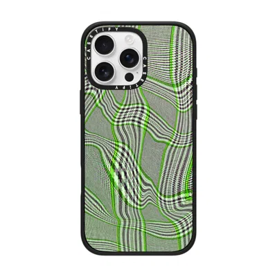 Casetify Iphone 16 Pro Max Case Matte Black Impact Case  Surrealism Distorted Plaid - Green