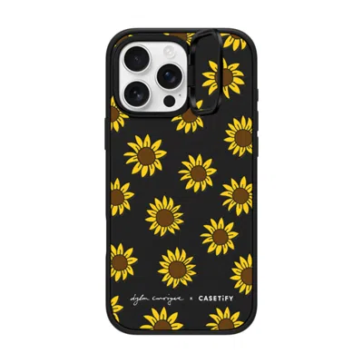 Casetify Iphone 16 Pro Max Case Matte Black Impact Ring Stand Case Magsafe Compatible  Secret Sunflower Caset