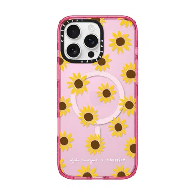 Casetify Iphone 16 Pro Max Case Pink Fizz Impact Case Magsafe Compatible  Secret Sunflower