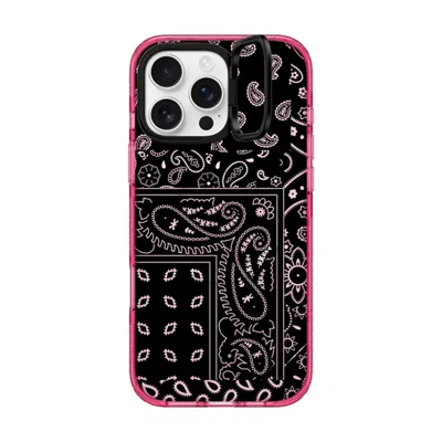 Casetify Iphone 16 Pro Max Case Pink Impact Ring Stand Case Magsafe Compatible  Paisley Case - Black
