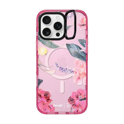 Casetify Iphone 16 Pro Max Case Pink Impact Ring Stand Case Magsafe Compatible  Spring Design #2 - Floral Gar