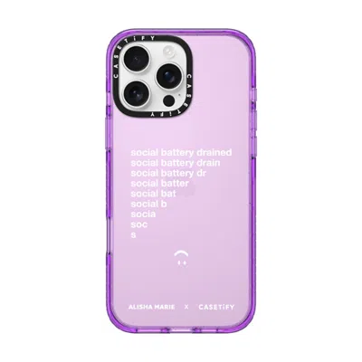Casetify Iphone 16 Pro Max Case Purple Impact Case  Alisha Marie Social Battery Case