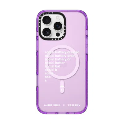 Casetify Iphone 16 Pro Max Case Purple Impact Case Magsafe Compatible  Alisha Marie Social Battery Case Caset