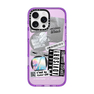 Casetify Iphone 16 Pro Max Case Purple Impact Case Magsafe Compatible  Anxiety Advisory Sticker Case