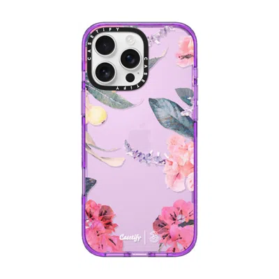 Casetify Iphone 16 Pro Max Case Purple Impact Case  Spring Design #2 - Floral Garden