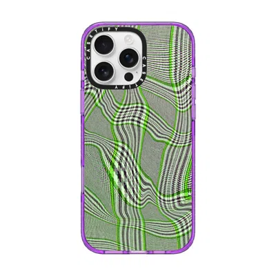 Casetify Iphone 16 Pro Max Case Purple Impact Case  Surrealism Distorted Plaid - Green