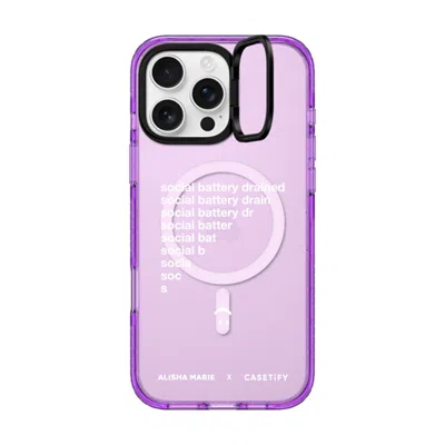Casetify Iphone 16 Pro Max Case Purple Impact Ring Stand Case Magsafe Compatible  Alisha Marie Social Battery
