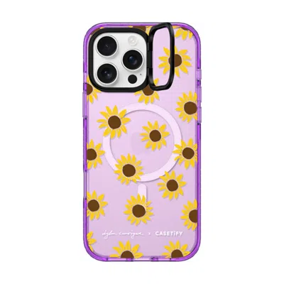 Casetify Iphone 16 Pro Max Case Purple Impact Ring Stand Case Magsafe Compatible  Secret Sunflower