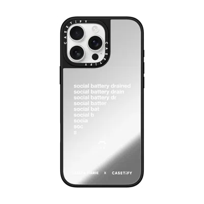 Casetify Iphone 16 Pro Max Case Silver On Black Mirror Case Magsafe Compatible  Alisha Marie Social Battery C