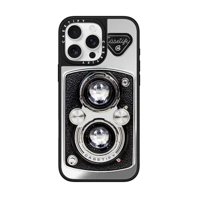 Casetify Iphone 16 Pro Max Case Silver On Black Mirror Case Magsafe Compatible  Camera Case - Vintage Casetif In Metallic