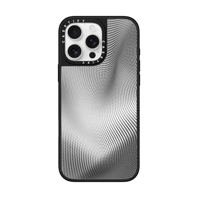 Casetify Iphone 16 Pro Max Case Silver On Black Mirror Case Magsafe Compatible  Halftone Case