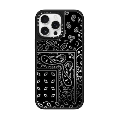 Casetify Iphone 16 Pro Max Case Silver On Black Mirror Case Magsafe Compatible  Paisley Case - Black
