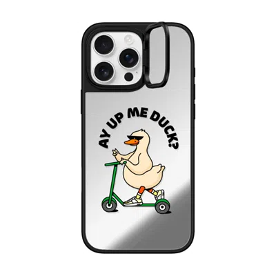 Casetify Iphone 16 Pro Max Case Silver On Black Mirror Ring Stand Case Magsafe Compatible  Ay Up Me Duck? Cas