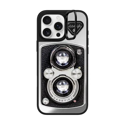 Casetify Iphone 16 Pro Max Case Silver On Black Mirror Ring Stand Case Magsafe Compatible  Camera Case - Vint In Pattern