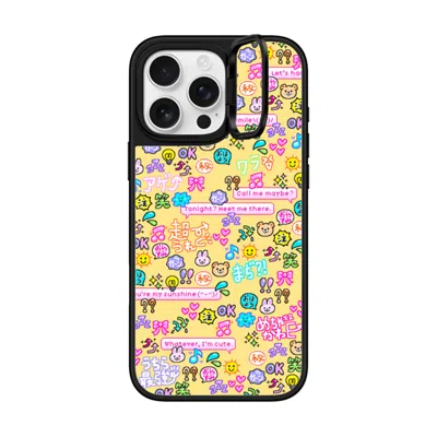 Casetify Iphone 16 Pro Max Case Silver On Black Mirror Ring Stand Case Magsafe Compatible  Emoji Paradise Cas