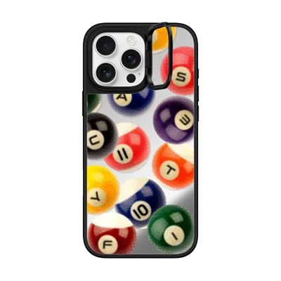 Casetify Iphone 16 Pro Max Case Silver On Black Mirror Ring Stand Case Magsafe Compatible  Sport Billiard