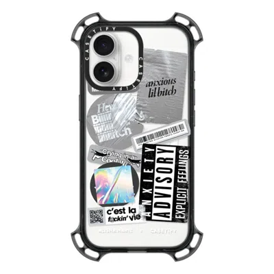 Casetify Iphone 17 Case Black Bounce Case Magsafe Compatible  Anxiety Advisory Sticker Case