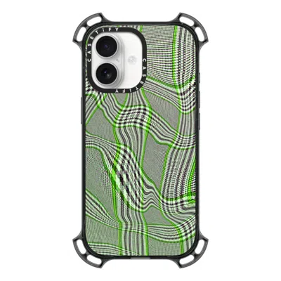 Casetify Iphone 17 Case Black Bounce Case Magsafe Compatible  Surrealism Distorted Plaid - Green