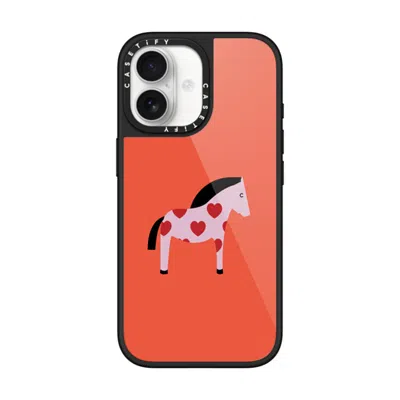 Casetify Iphone 17 Case Black Glaze Case Magsafe Compatible  Pony With Red Heart - Blood Orange