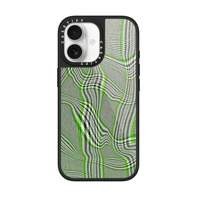 Casetify Iphone 17 Case Black Glaze Case Magsafe Compatible  Surrealism Distorted Plaid - Green