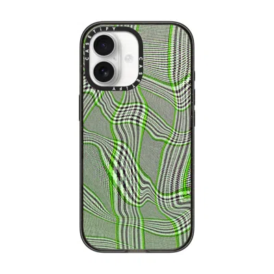 Casetify Iphone 17 Case Black Impact Case Magsafe Compatible  Surrealism Distorted Plaid - Green