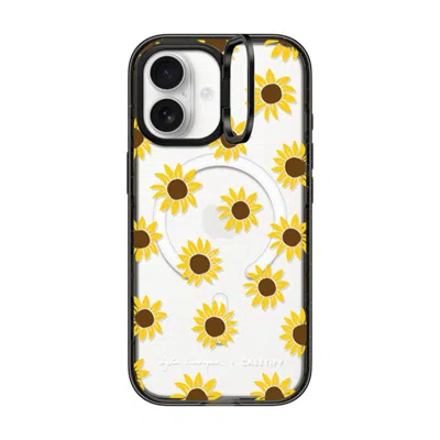 Casetify Iphone 17 Case Black Impact Ring Stand Case Magsafe Compatible  Secret Sunflower