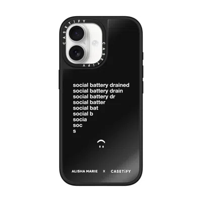 Casetify Iphone 17 Case Black On Black Mirror Case Magsafe Compatible  Alisha Marie Social Battery Case Caset