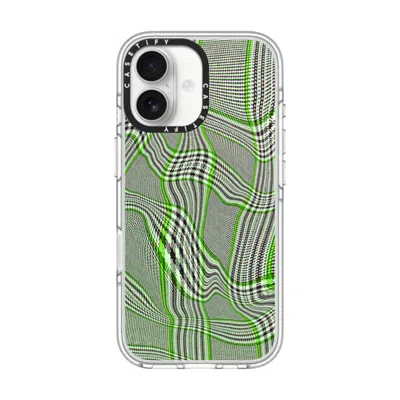 Casetify Iphone 17 Case Clear Impact Clear Case Magsafe Compatible  Surrealism Distorted Plaid - Green In Transparent