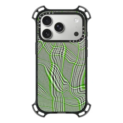 Casetify Iphone 17 Pro Case Black Bounce Case Magsafe Compatible  Surrealism Distorted Plaid - Green