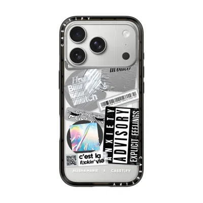 Casetify Iphone 17 Pro Case Black Compact Case Magsafe Compatible  Anxiety Advisory Sticker Case
