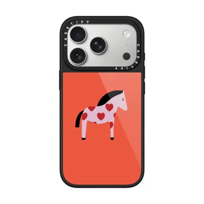 Casetify Iphone 17 Pro Case Black Glaze Case Magsafe Compatible  Pony With Red Heart - Blood Orange