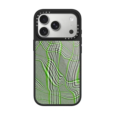 Casetify Iphone 17 Pro Case Black Glaze Case Magsafe Compatible  Surrealism Distorted Plaid - Green